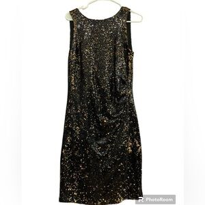Zara Basic black and gold sequin dress with‎ a scoop back. Size medium